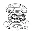 a hamburger holding a camera tattoo design idea