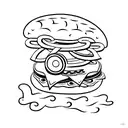 a hamburger holding a camera tattoo design idea