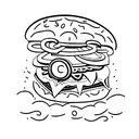 a hamburger holding a camera tattoo design idea