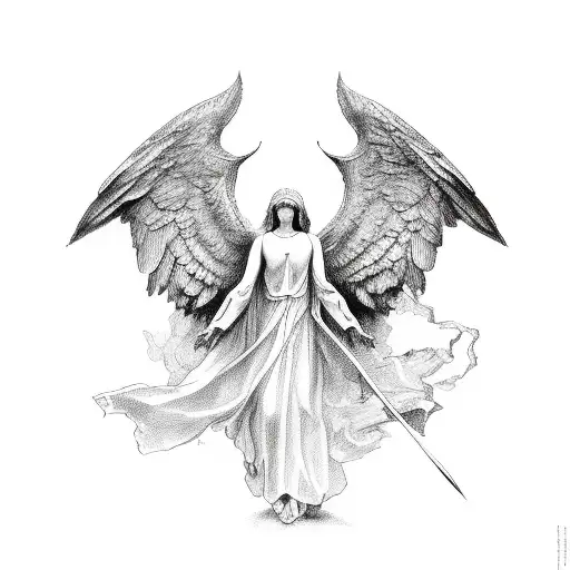 biblical angel tattoo design idea