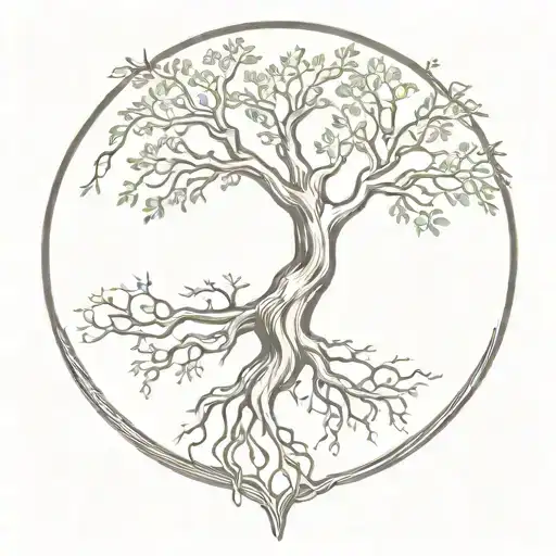 Tree of Life Yggdrasil Rebirth change, not lot or root in the three tattoo design idea
