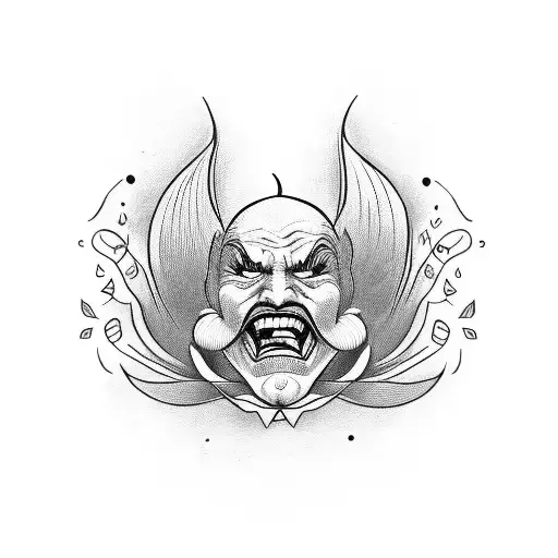 A lily flower intertwined with the iconic smile of the Joker tattoo design idea