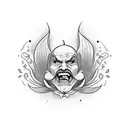 A lily flower intertwined with the iconic smile of the Joker tattoo design idea