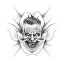 A lily flower intertwined with the iconic smile of the Joker tattoo design idea