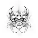 A lily flower intertwined with the iconic smile of the Joker tattoo design idea