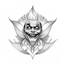 A lily flower intertwined with the iconic smile of the Joker tattoo design idea