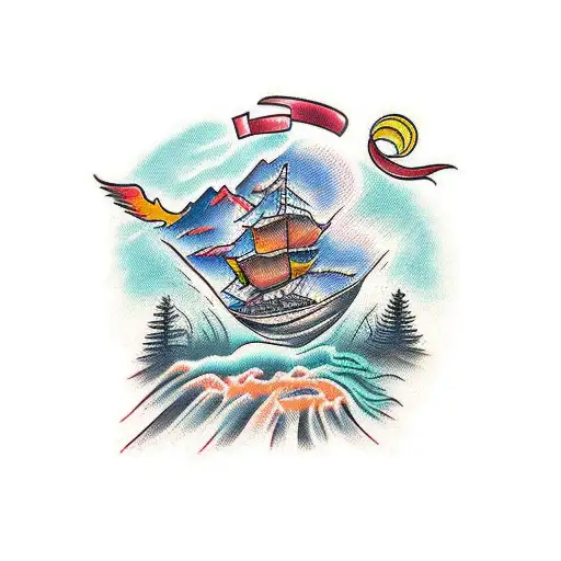 Hocking Hills with cabing tattoo design idea