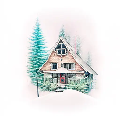 cabin in the woods tattoo design idea