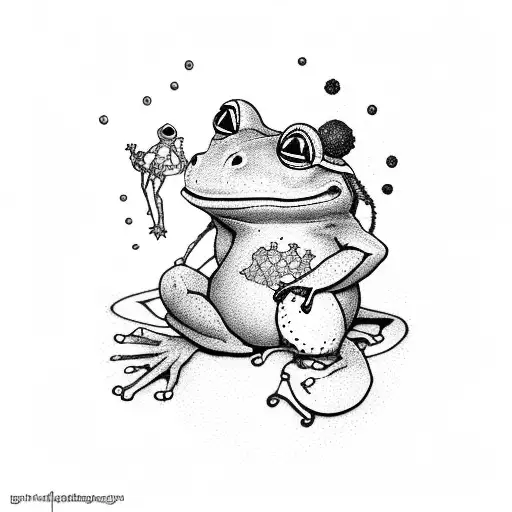 A minimalistic silhouette of a programmer with a frog and toad as companions tattoo design idea