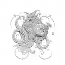 A love letter written in elegant script, adorned with plant motifs and hidden symbols of passion and desire tattoo design idea