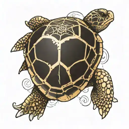 a turtle where the pattern on the shell looks like a d20 tattoo design idea