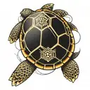 a turtle where the pattern on the shell looks like a d20 tattoo design idea