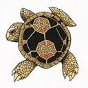 a turtle where the pattern on the shell looks like a d20 tattoo design idea