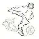 Copa America trophy and map of Colombia country outline tattoo design idea