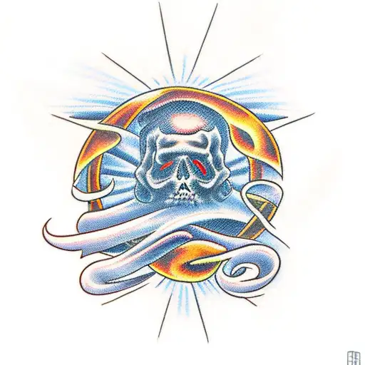 A father and 2 sons looking into eternity tattoo design idea