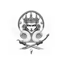 sword,snake and crown tattoo design idea