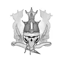 sword,snake and crown tattoo design idea