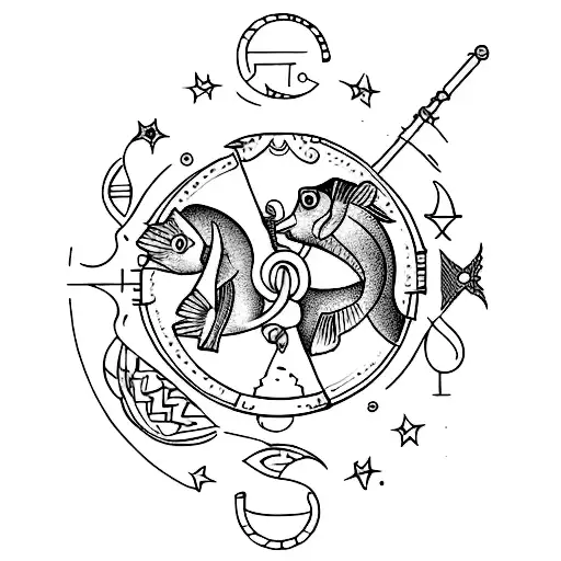 3 Pisces 3 Sagittarius girly cottage core  tattoo design idea