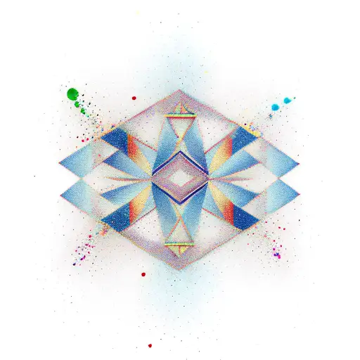 An abstract geometric design inspired by the colors and shapes of a paint splatter tattoo design idea