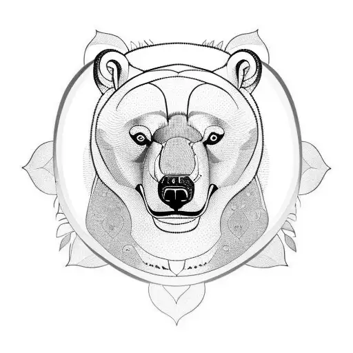 Mindful polar bear sitting on a lotus flower tattoo design idea