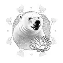 Mindful polar bear sitting on a lotus flower tattoo design idea