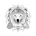 Mindful polar bear sitting on a lotus flower tattoo design idea