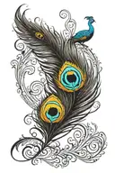 peacock feather black tattoo design idea