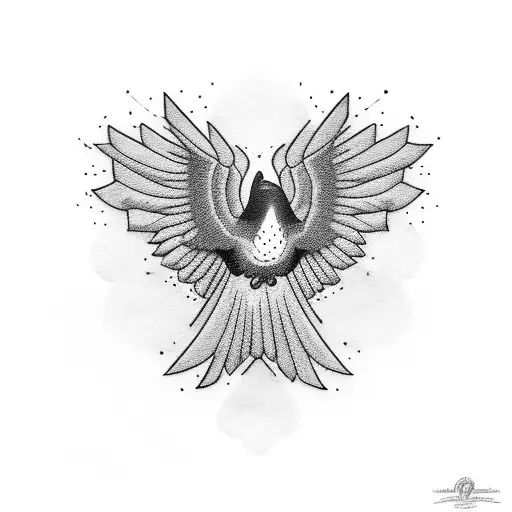 black bird eating crisp bread tattoo design idea