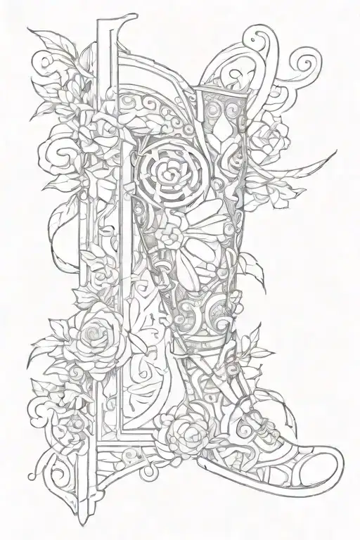 patch work leg sleeve tattoo design idea