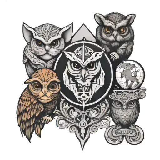 GUARDIANS,guardians international union pillar,tarsier, globe, tiangle,philippine flag  tattoo design idea