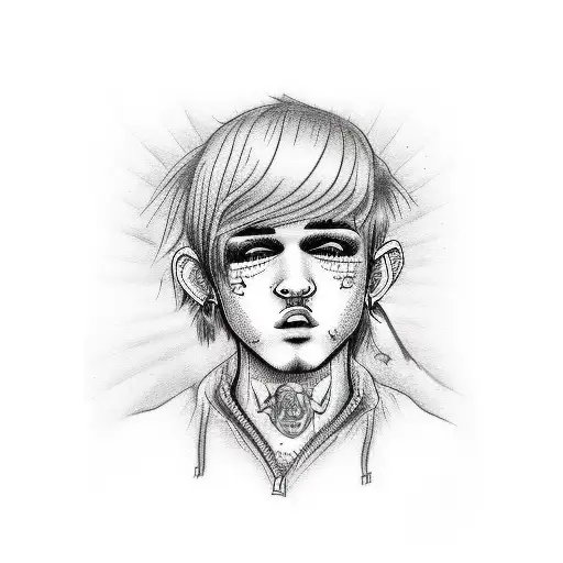 a sketch of lil peep's iconic crybaby tattoo tattoo design idea