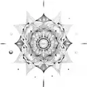 A dotwork mandala inspired by constellations and celestial bodies tattoo design idea