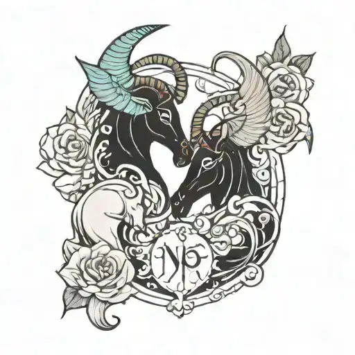 gemini capricorn zodiac sign tattoo design idea