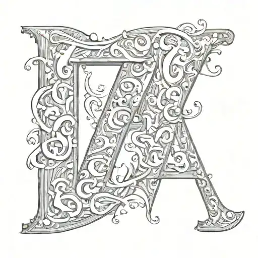 The letters N, C, J and A with a hidden L tattoo design idea