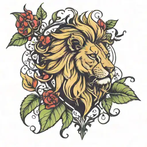 lionheart with a poison tree growing tattoo design idea