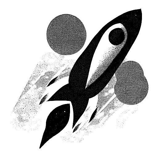 rocket, planet tattoo design idea