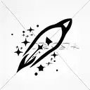 rocket, planet tattoo design idea