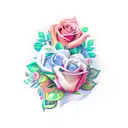 Minerva with roses tattoo design idea