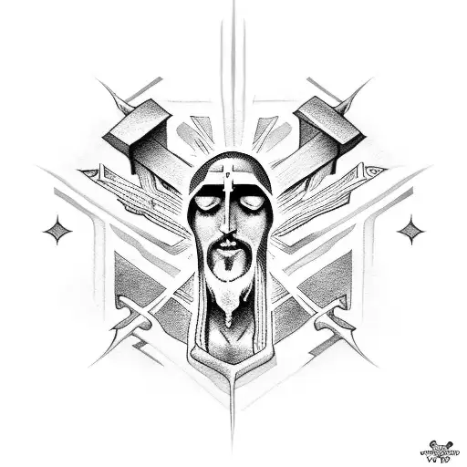 cross love jesus black white tattoo design idea