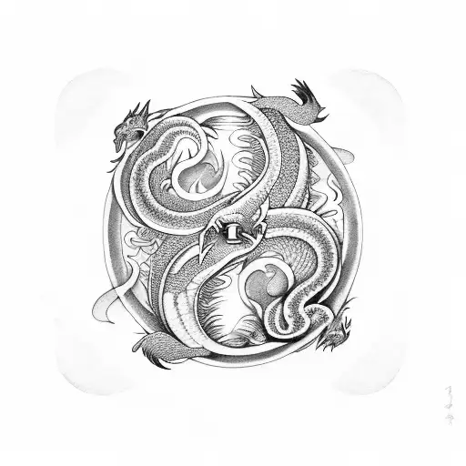 Yin and Yang with dragons separates tattoo design idea