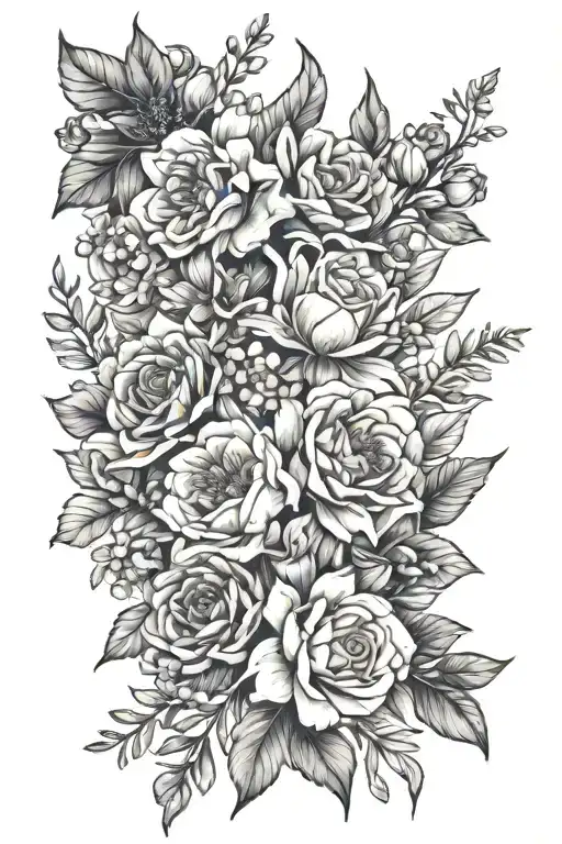 flower bouquet birth month flowers January February may  tattoo design idea