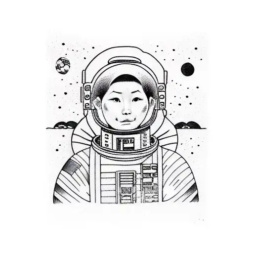 astronaut old school tattoo design idea