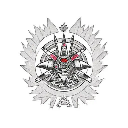 combine aztec calendar with Canadian Maple leaf tattoo design idea