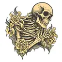 praying skeleton tattoo design idea