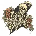 praying skeleton tattoo design idea