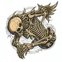 praying skeleton tattoo design idea