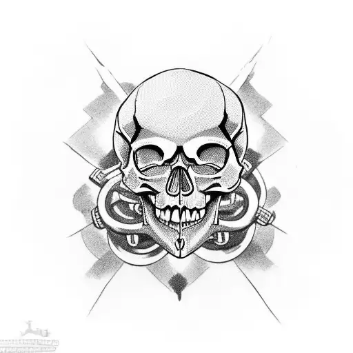 11 motorcycle chains forming a skull shape tattoo design idea