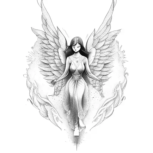 Falling angel tattoo design idea