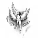 Falling angel on sky from his back tattoo design idea