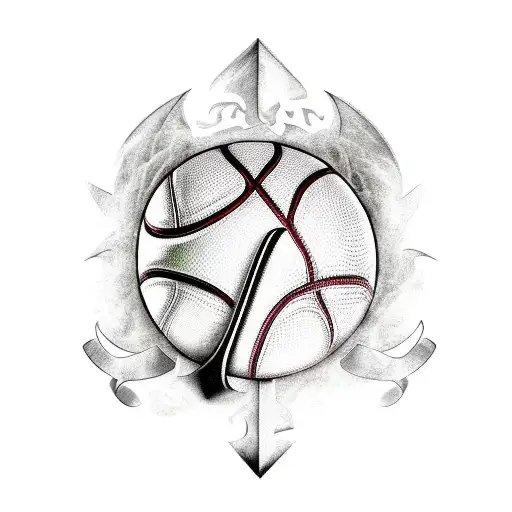 A basketball player with a Viking axe and nature elements tattoo design idea
